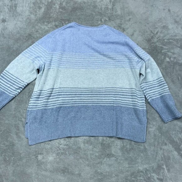 Ella Moss XXL Blue Stripe Crewneck Sweater Women’s Lightweight Knit d0377 - Picture 8 of 8